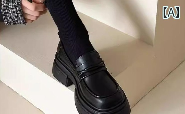 厚底 ローファー 黒 英国風 可愛い JK 高校生 中学生 通学 シューズ レディース 韓国系 ブラック 無地 5cm ヒール プラットフォーム 合皮 レザーシューズ ソフトレザー 痛くなりにくい レトロ 英国風 フォーマル コスプレ 量産系 学校 女子