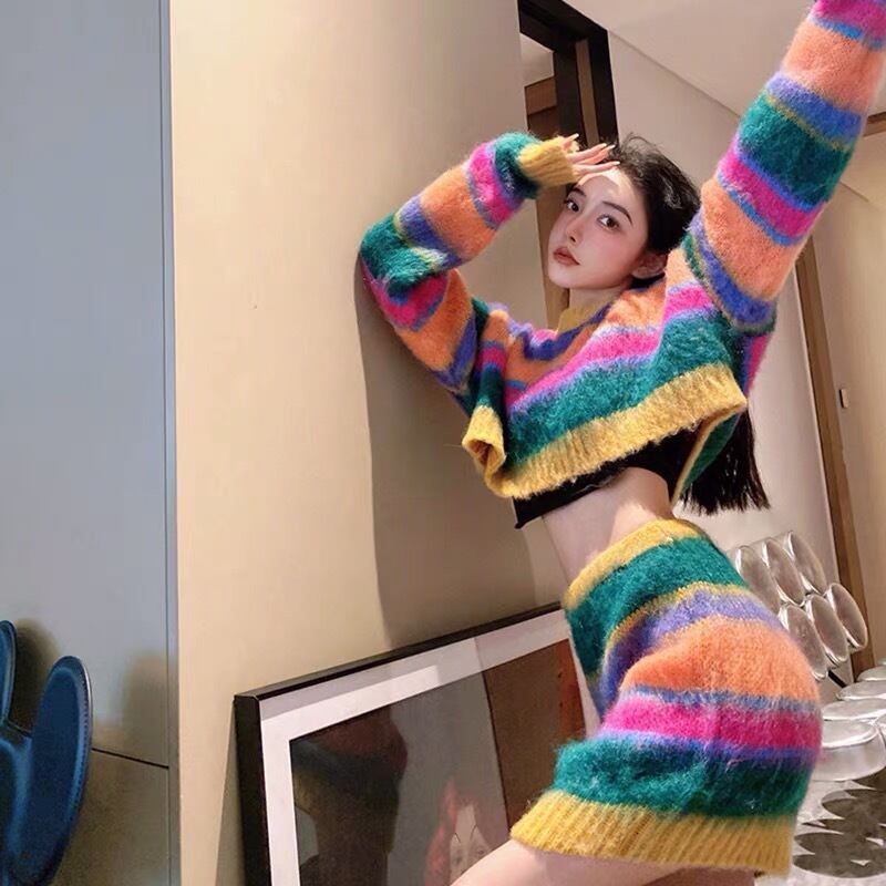 【極美品✨KENZO 】 ニット セットアップ セーター スカート Y2K セットアップボーダー Y2K ショート トップス アウター ジャケット