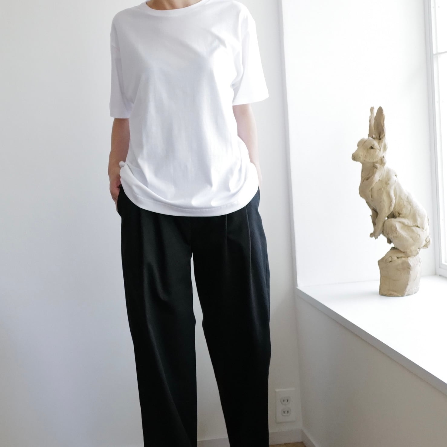 ATON]WOOL OXFORD TAPERED EASY PANTS04（WOOL OXFORD | テーパード 