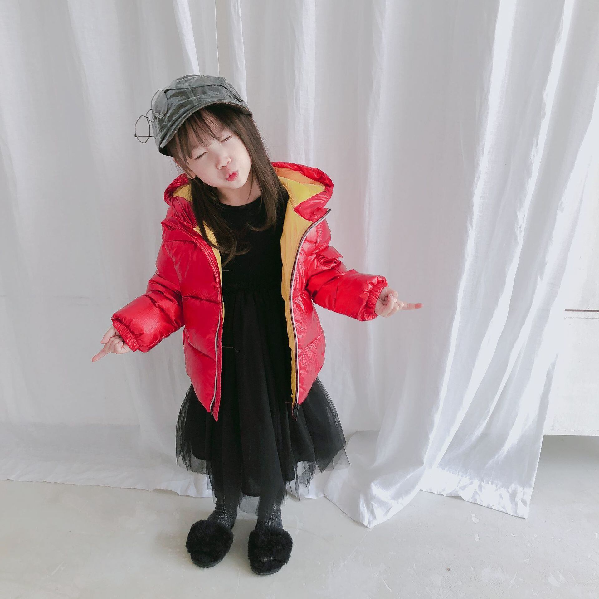 xiao0030)あったかジャンパー 赤ダウンジャケット キッズ 女児キッズ