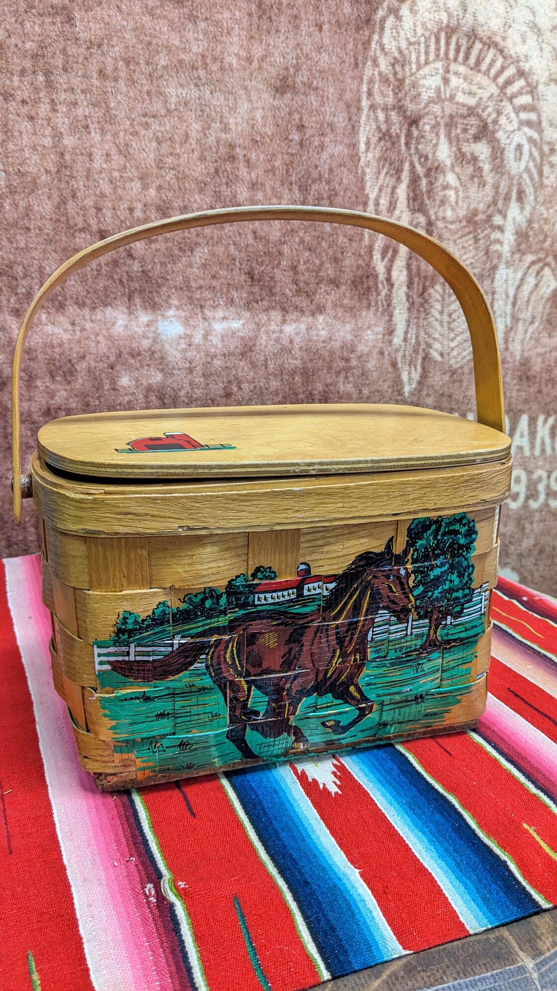 AS-IS Vintage Caro-nan Picnic basket antique mini ビンテージ 