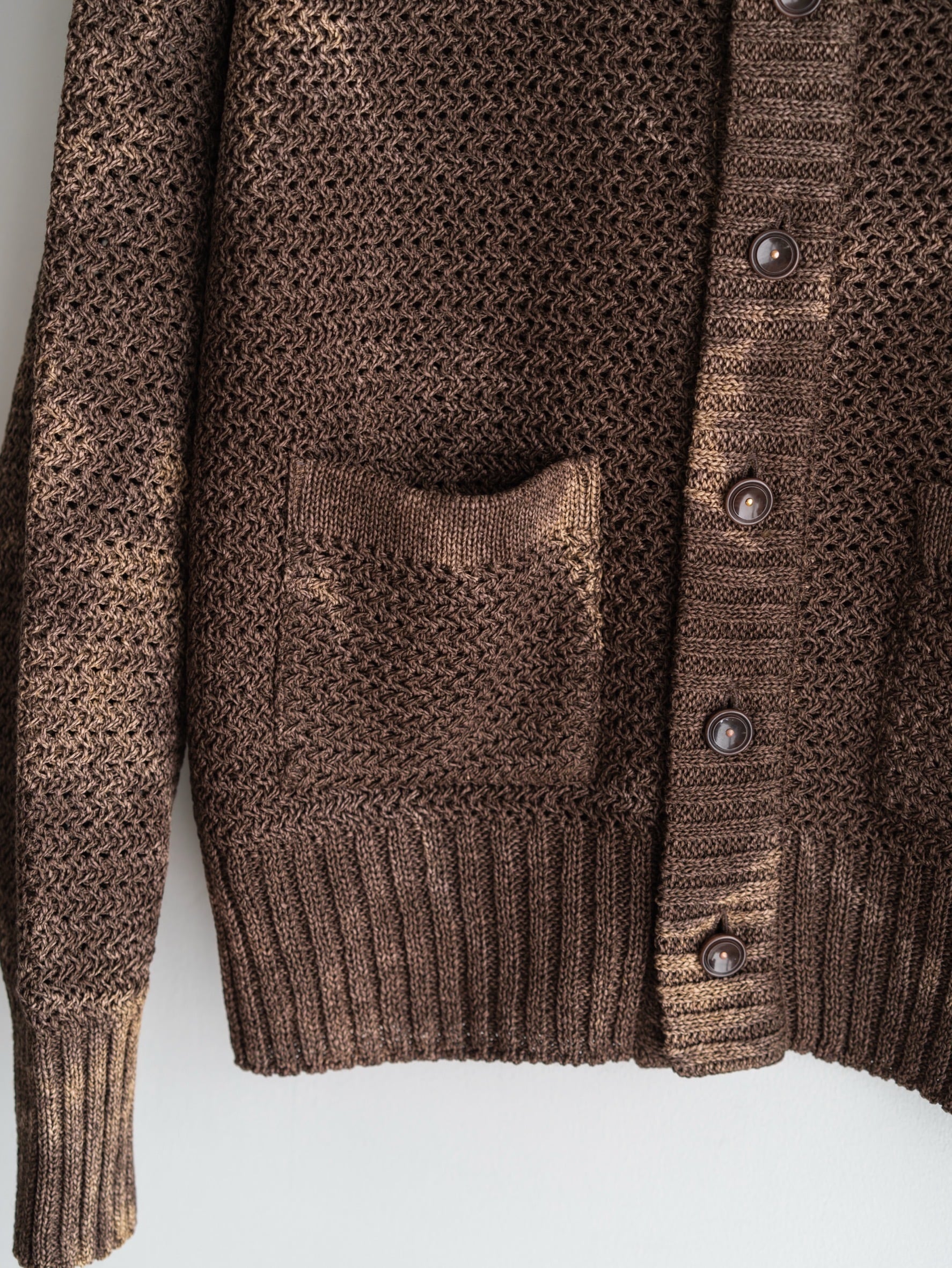 KHOKI Hand-dyed crew-neck cardigan BROWN 25ss-k-02 | BEST KHOKI Hand-dyed crew-neck cardigan BROWN 25ss-k-02 | BEST