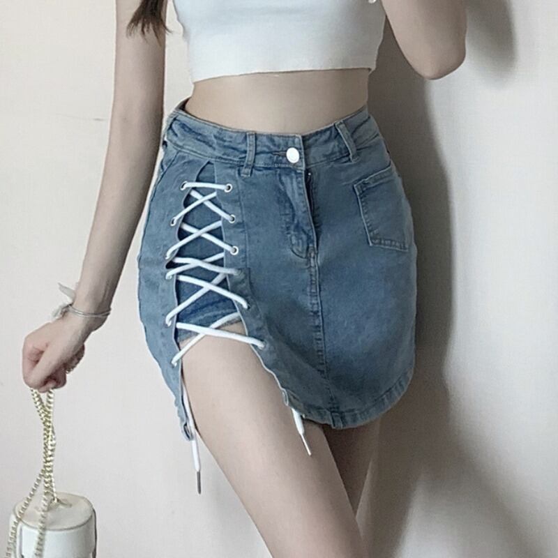 スカート サマースタイルハイウェストウェストショート 夏物 ハンチェンe23019886231