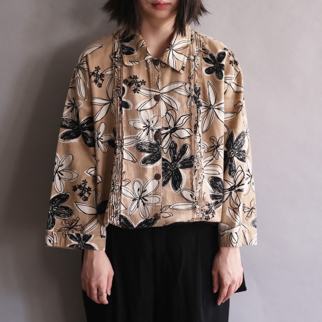 flower pattern box silhouette h/s shirt 