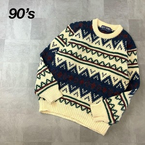 90‘s NEXT TAAGE 総柄 ノルディックセーター ローゲージニット