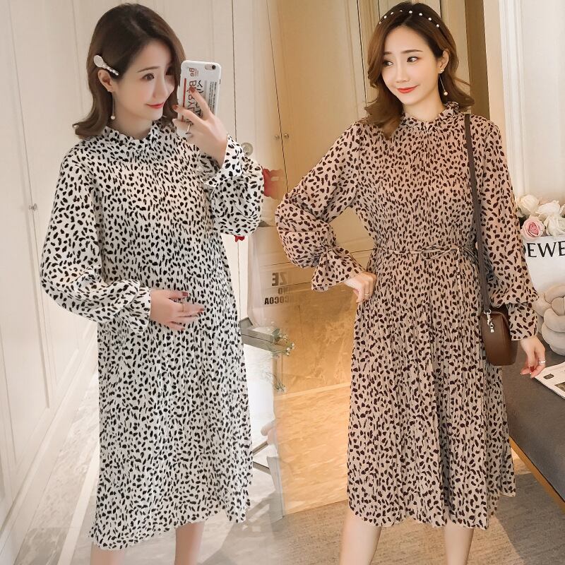 【新作】【送料無料】 マタニティドレス2019春夏バージョンの新しいマタニティドレスファッションヒョウ柄プラスサイズのプリーツマタニティドレス-アリババ 大きめサイズ スプリング 春物 サマー 夏物 expec273983951706