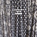 ブロックプリント生地【50cm単位】インド綿  花柄 黒×生成り #37810-BK1