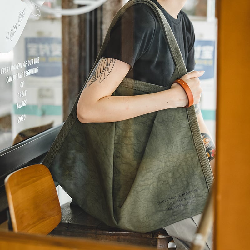 Olive Green Unique Tote Bag / オリーブグリーン ユニーク