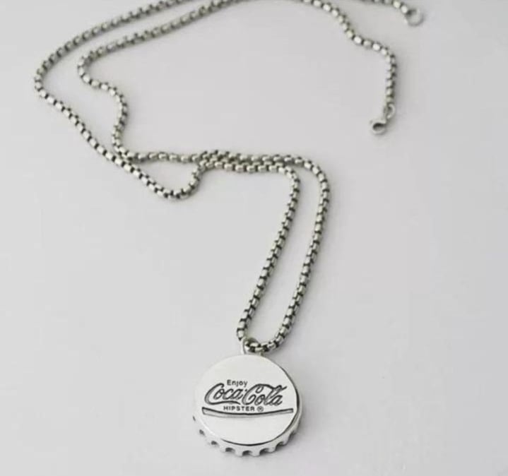 シルバー ネックレス コーラ 栓 太 チェーン 曲がり シック 都会