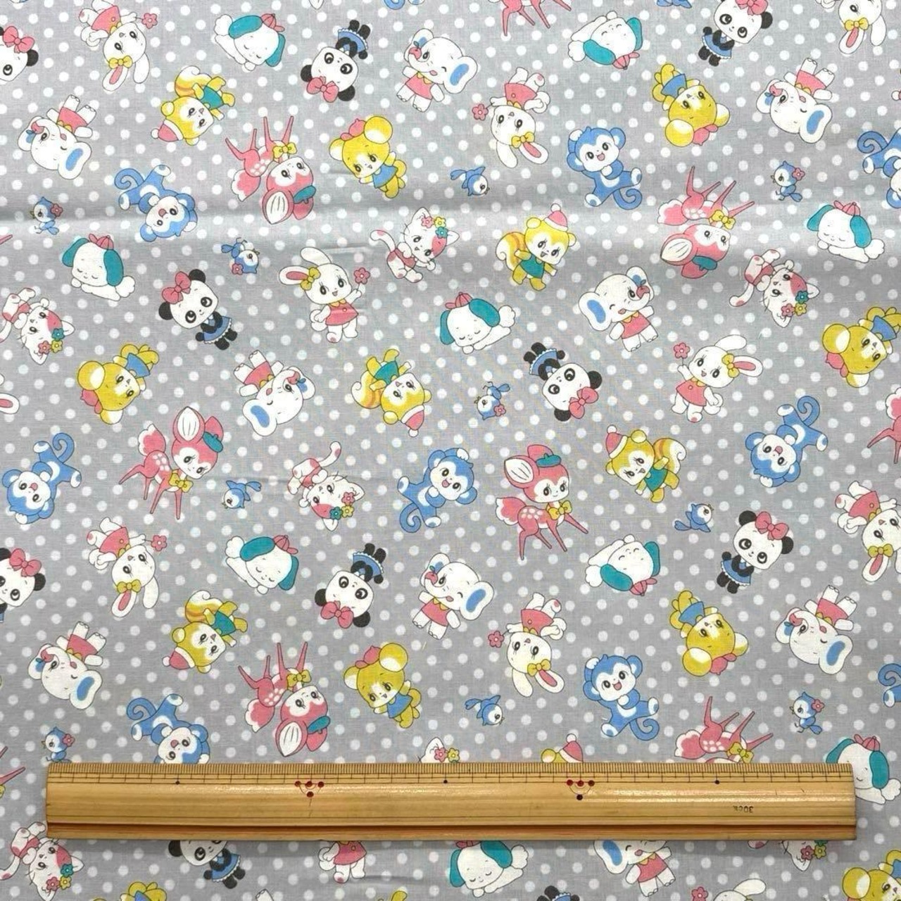 Cr535-2◆1m◆SM◆綿100%シャーティング生地◆アニマル+水玉模様