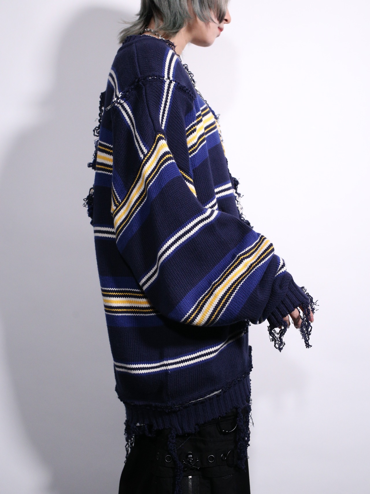 REMAKE / clash bolo × zip  border knit - 4
