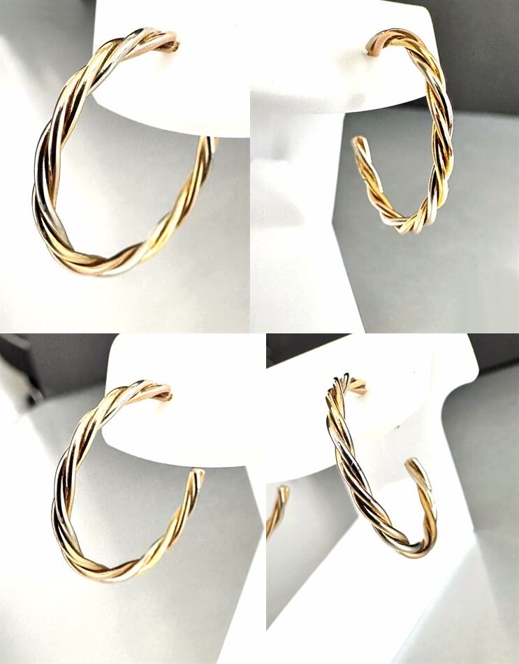 CARTIER / カルティエ トリニティ ピアス ツイスト フープ K18 スリー