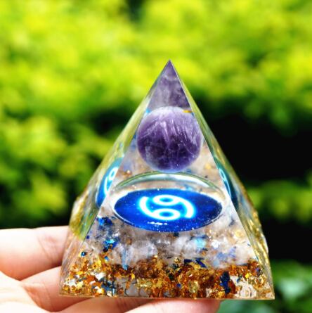 浄化】オルゴナイト かに座 ホワイトクォーツ＋アメジスト球