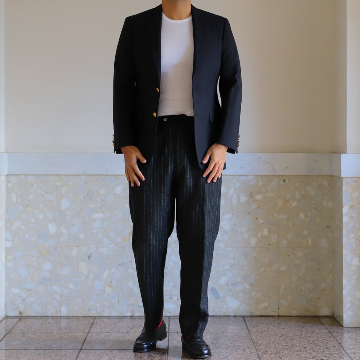 未使用】BROOKS BROTHERS Loro Piana wool Navy blazer madison size40