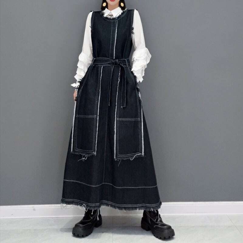 コットンデニム ロングワンピース ON0011