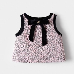 【KIDS】【80−140cm】ピンクツイードリボントップス