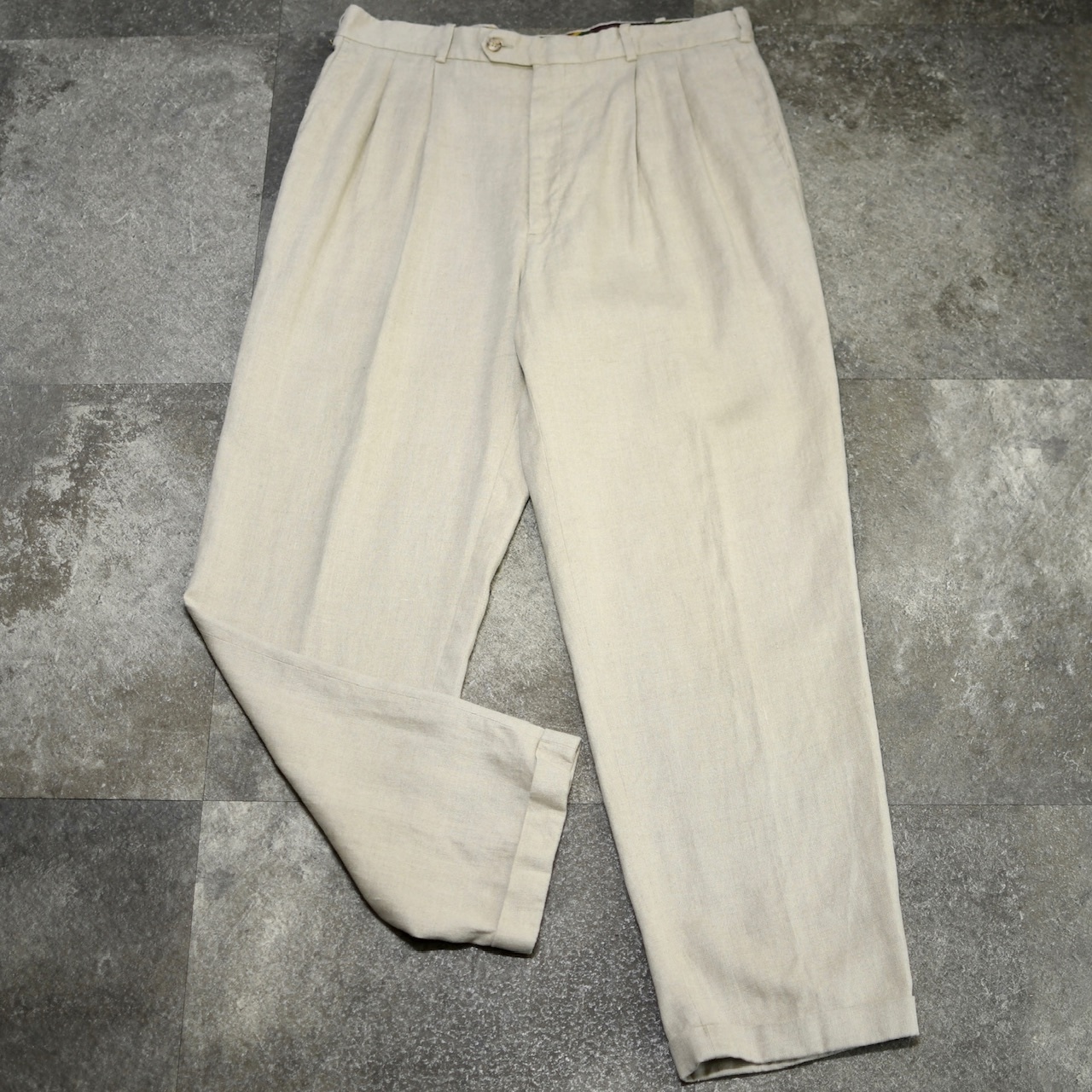 FAIRFAX 2tuck linen slacks ivory