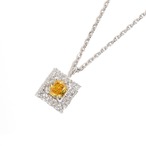 クッションカット ファンシービビット オレンジ イエロー ダイヤモンド ネックレス SI2 Pt / 0.266ct / 0.140ct