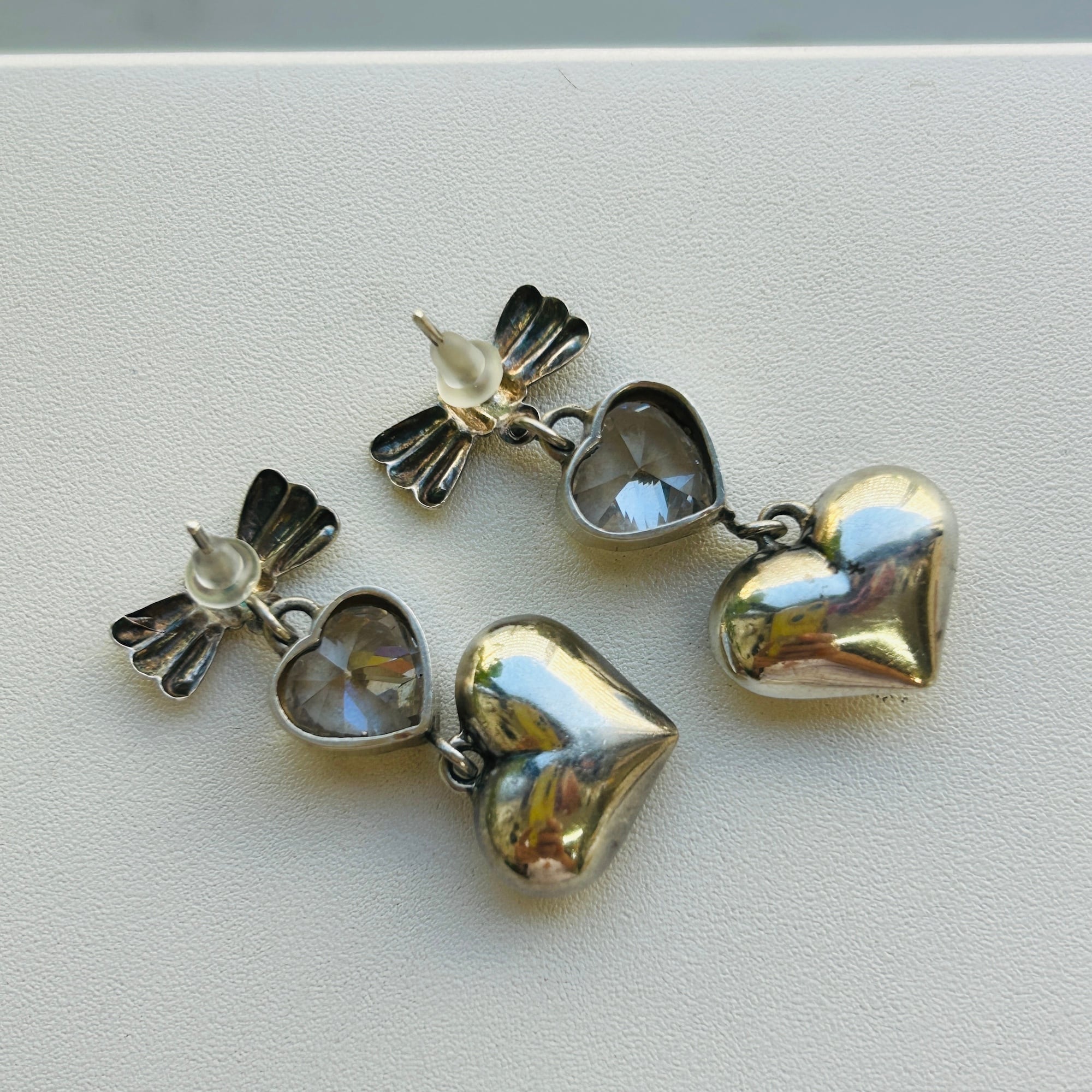 シルバー925 リボン＆ハートピアス | Milo Antiques & Vintage