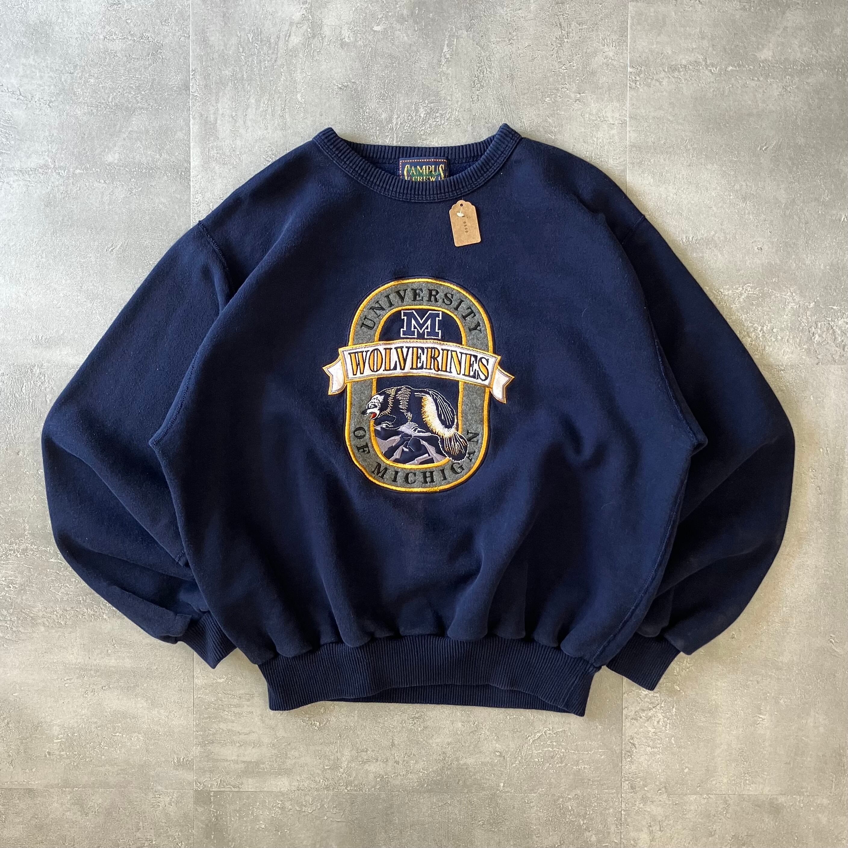 Michigan University 90s ネイビースウェット 刺繍 L程度 No.2244
