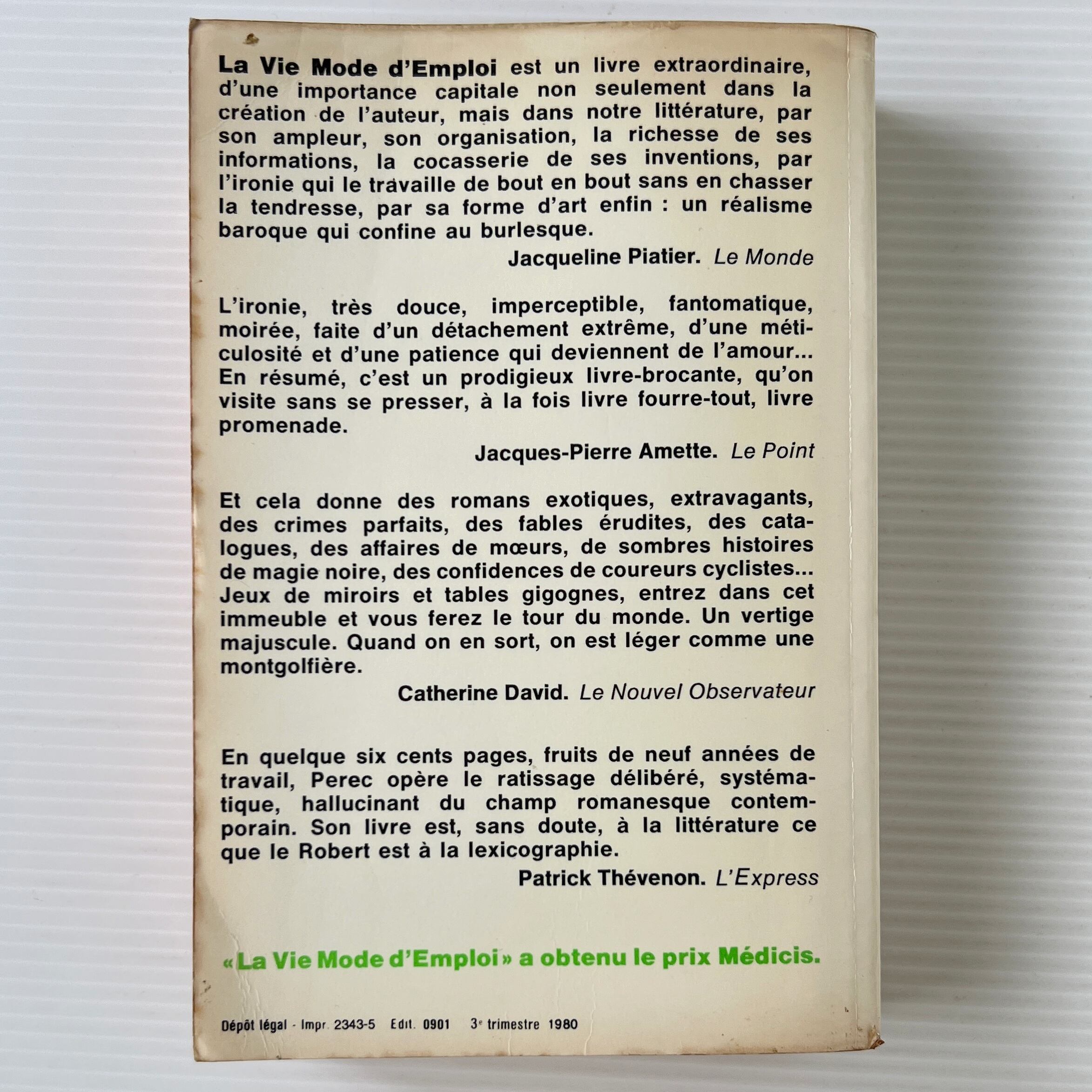 La Vie mode d'emploi 人生使用法 / Georges Perec ジョルジュ・ペレック / Le Livre de Poche