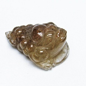 金針ルチル 金蟾 置物 手彫り 彫刻品 キンセン ルチルクォーツ 原石 一点物 144-54