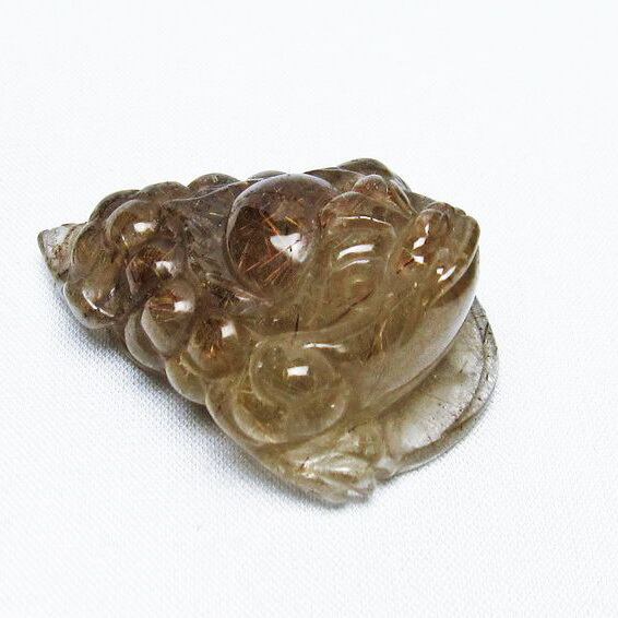 金針ルチル 金蟾 置物 手彫り 彫刻品 キンセン ルチルクォーツ 原石 一点物 144-54
