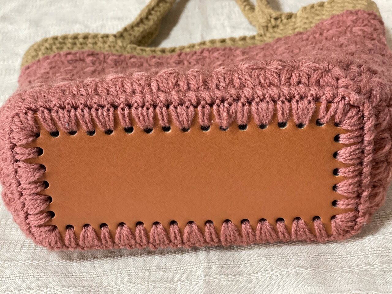 花柄ピンク トートバッグ 底板付き | Pocket Crochet ❃ポケット