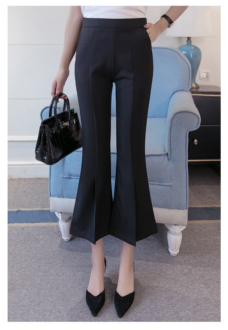 ボトムス パンツ ズボン クロップドパンツ 膝下 ミモレ ミモレ丈 7分丈 フレア スリム タイト スマート 裾ワイド スリット ファスナー ポケット ハイウエスト かわいい 大人可愛い きれいめ シンプル 大人 上品 おしゃれ かっこいい 無地 春 夏 秋 冬 オールシーズン シーズンレス 入学式 入園式 卒業式 卒園式 謝恩会 10代 20代 30代 40代 50代 60代 レディース オフィス OL 学生 通学 デート お出かけ 休日 旅行 S M L XL 2XL 3XL ジャスト ブラック