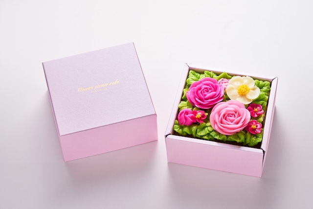 【Elegant Pink】Anniversary"ミニ"ボックスフラワーケーキ＜ミニサイズ＞　