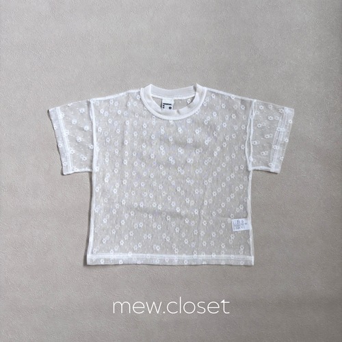 【即納】MINIMAL / [S-XLsize]Mesh flower short-sleeved T-shirt