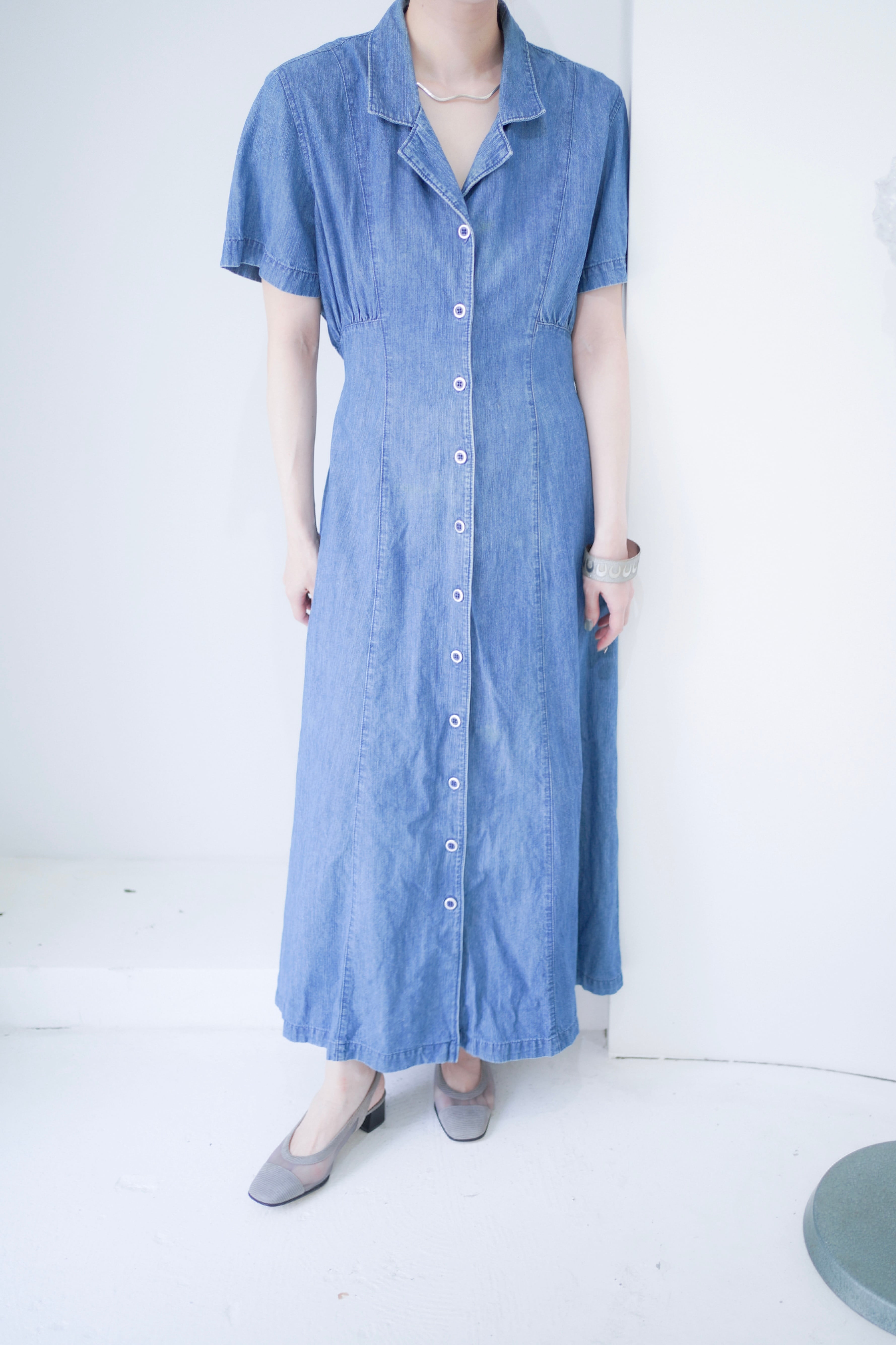 denim flare onepiece