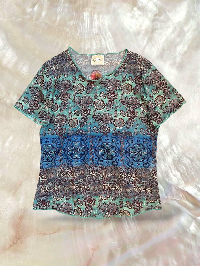 Japan VTG “Equation” Oriental Paisley Sheer Tops