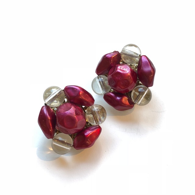 VINTAGE purple/clear beads earrings