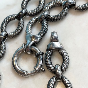 vintage silver rope design chain necklace