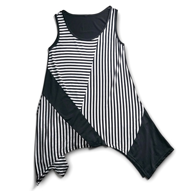 Vintage asymmetry border tank-top