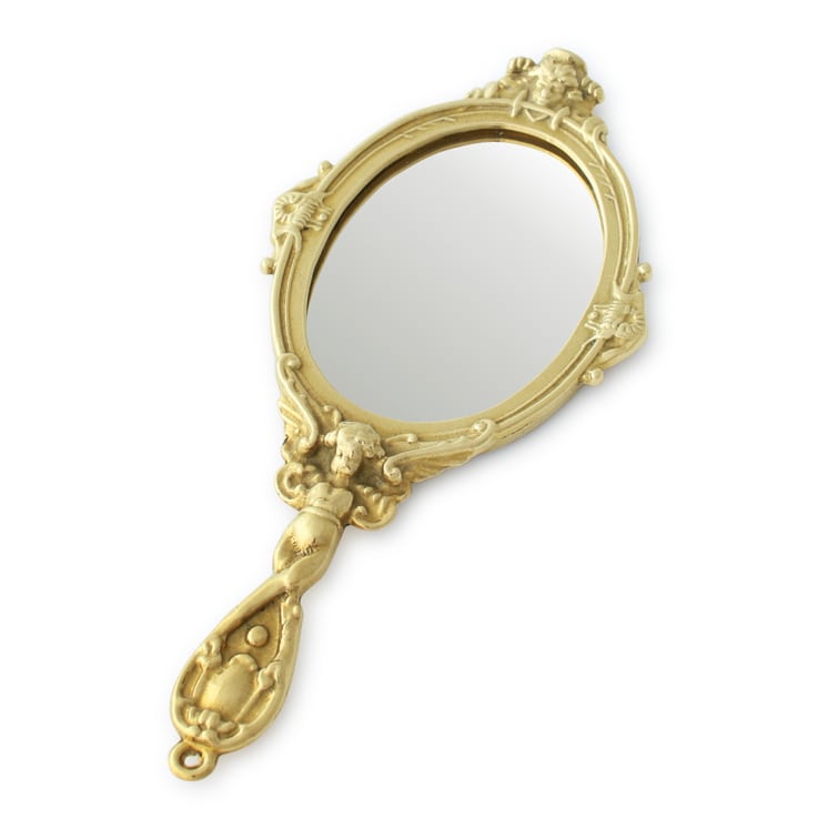 【 追跡メール便可 】手鏡 鏡 イタリアブラス ハンドミラー イタリア真鍮ハンドミラー 持ち手にエンジェルが装飾されたクラシカルヨーロピアンデザイン インテリア アイテム ディスプレイアイテム