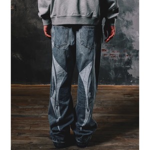 【DRIP3416】RMD Back R Shape Design Printed Denim