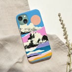 受注生産 iPhoneケース 夕日と湖のレトロ風景｜風景コラージュ ZINE020A