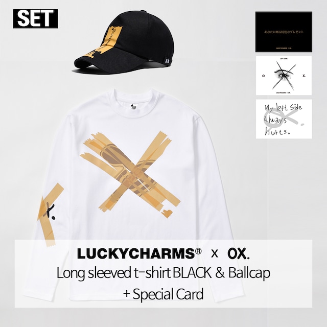 [LKCS] (SET) LUCKYCHARMS x OX. Long sleeved t-shirt white ＋ ballcap 正規品 韓国ブランド 韓国ファッション 韓国代行 lucky charms パーカー ソ・イングク