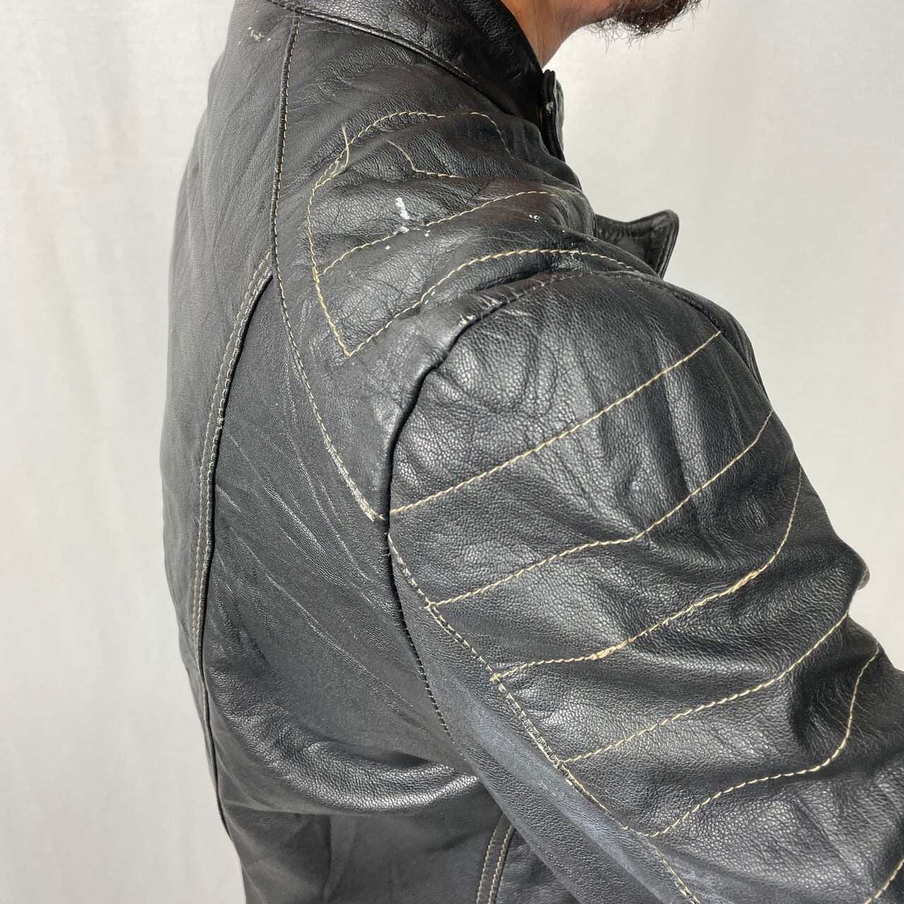 70〜80年代 ユーロ モンザ型 セミダブルライダースジャケット メンズL 