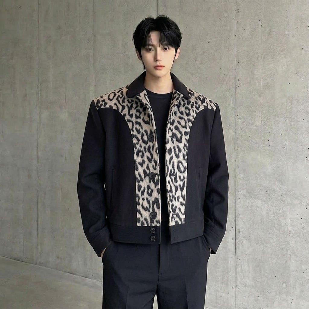ヒョウ柄 ショートジャケット D10021