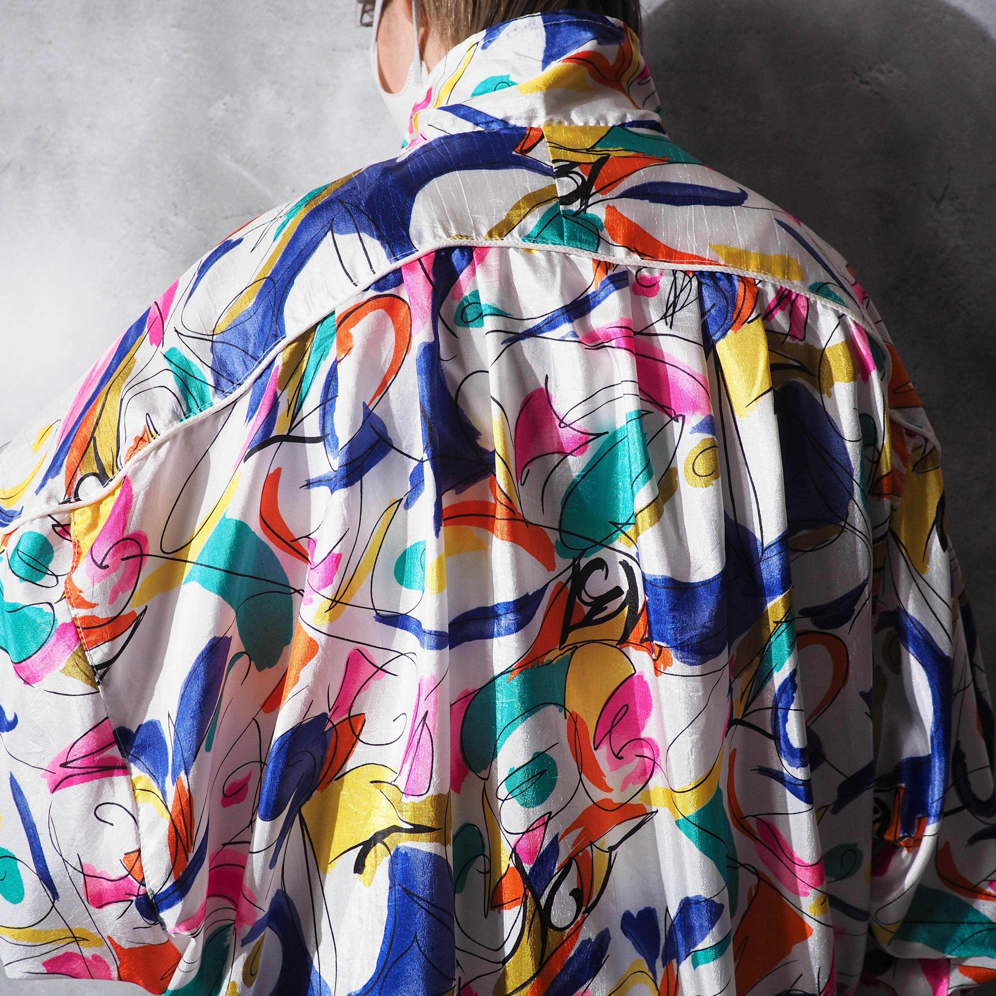 1990s Rainbow contemporary art line pattern design vintage l blouson