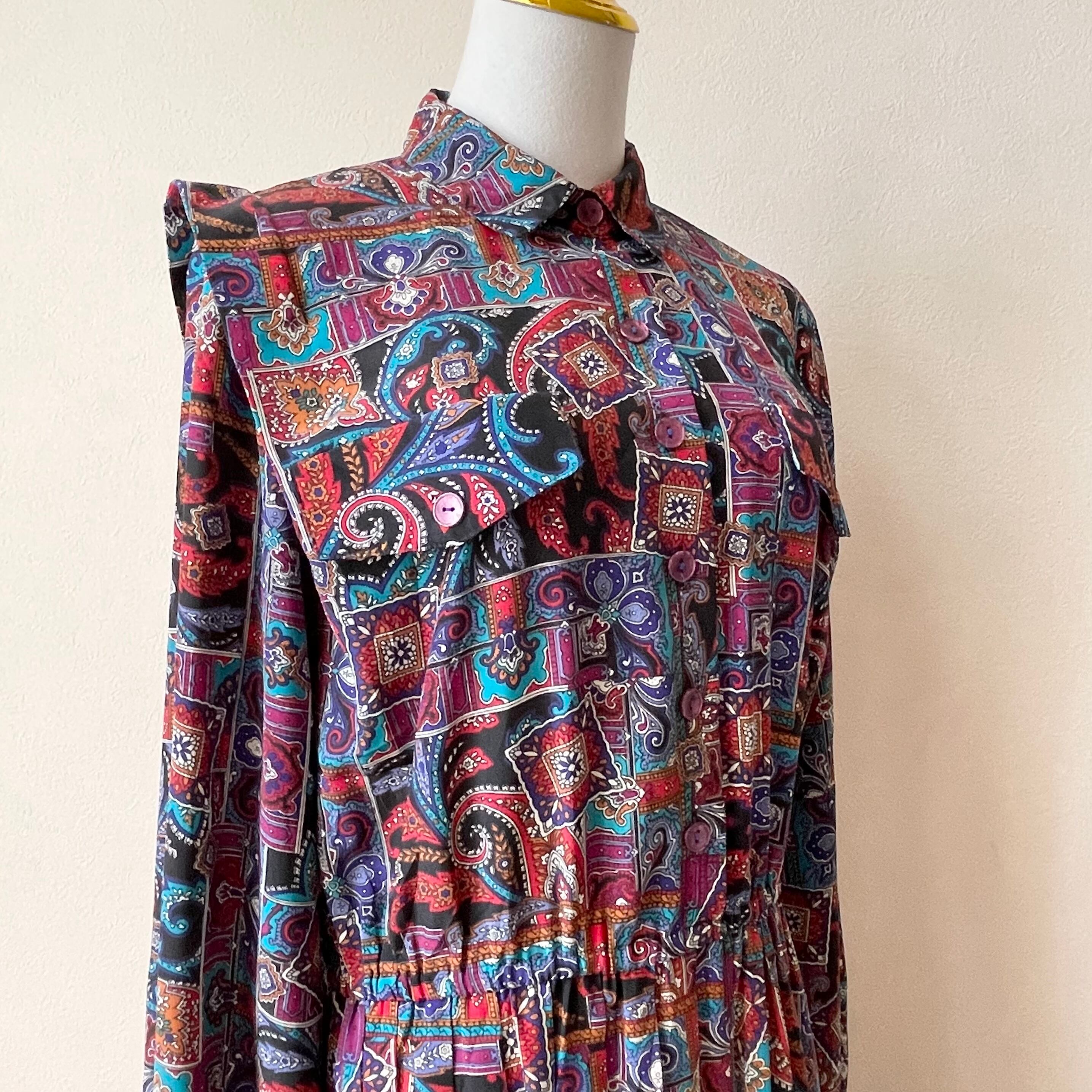 80〜90s Paisley pattern Dress M31