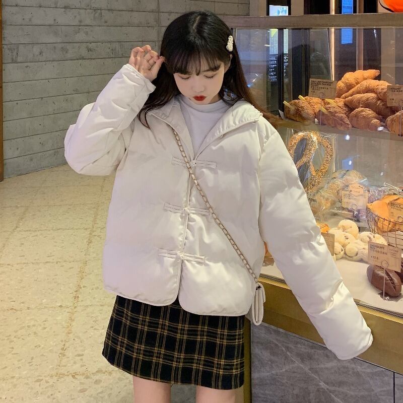 スタンダードボタンショートジャケット ウィンターコート スタイル コットン レトロ 冬物 萌量不足65889373553