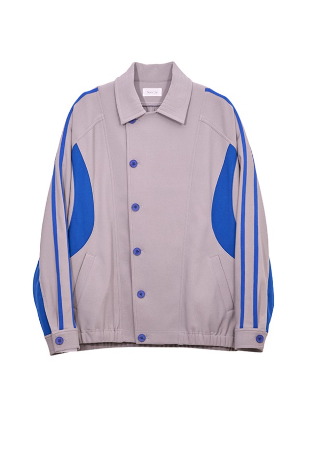 Nora Lily / ノラリリー Line Track Jersey Blouson/ GRAY × BLUE
