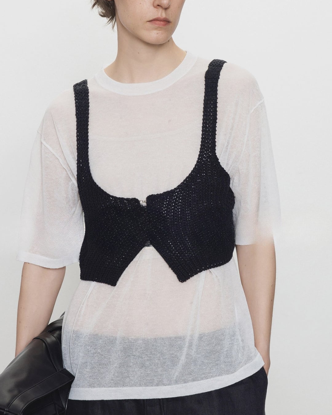 Knit Cropped Hook Front Vest