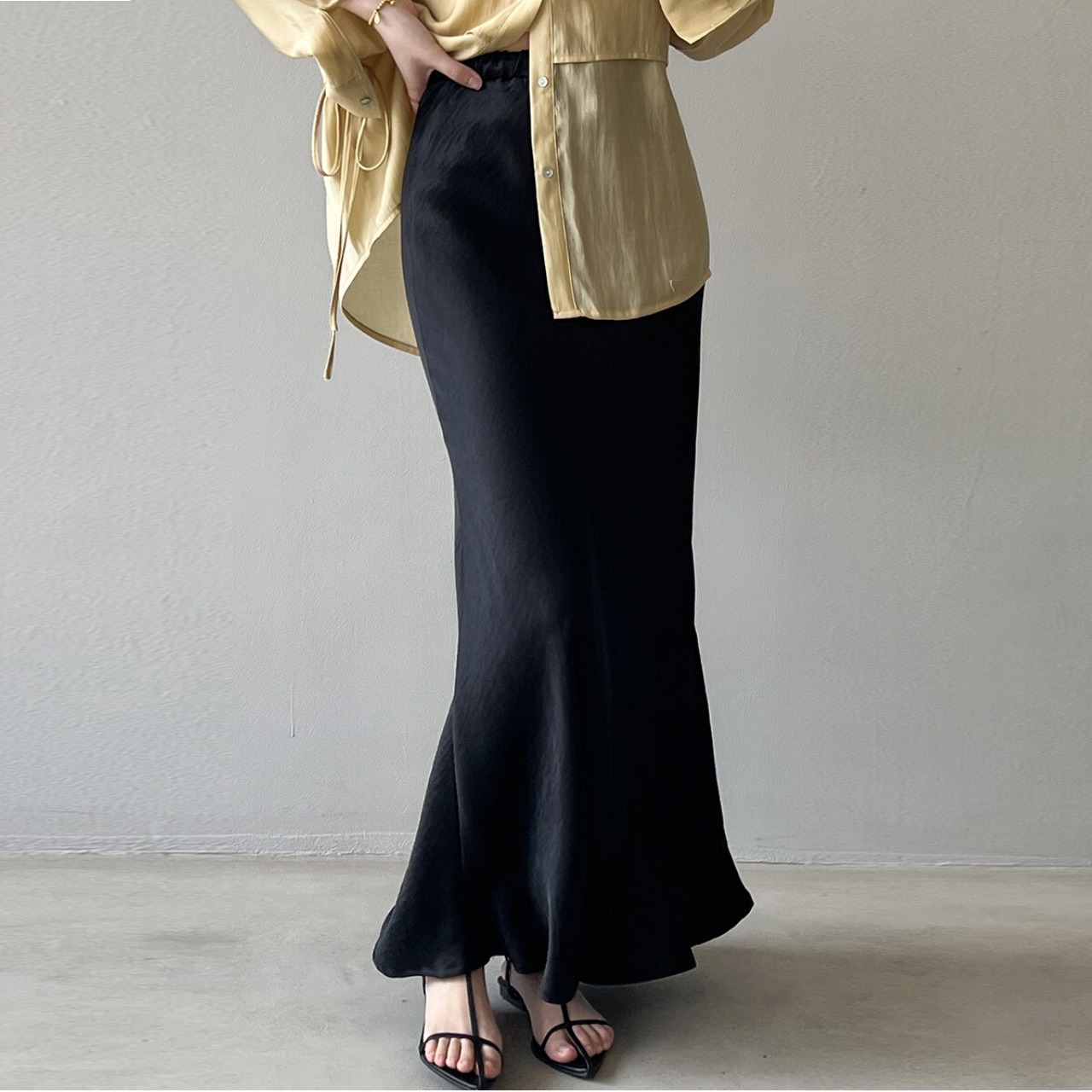 サテンマーメイドロングスカート 3color A0040 - 2