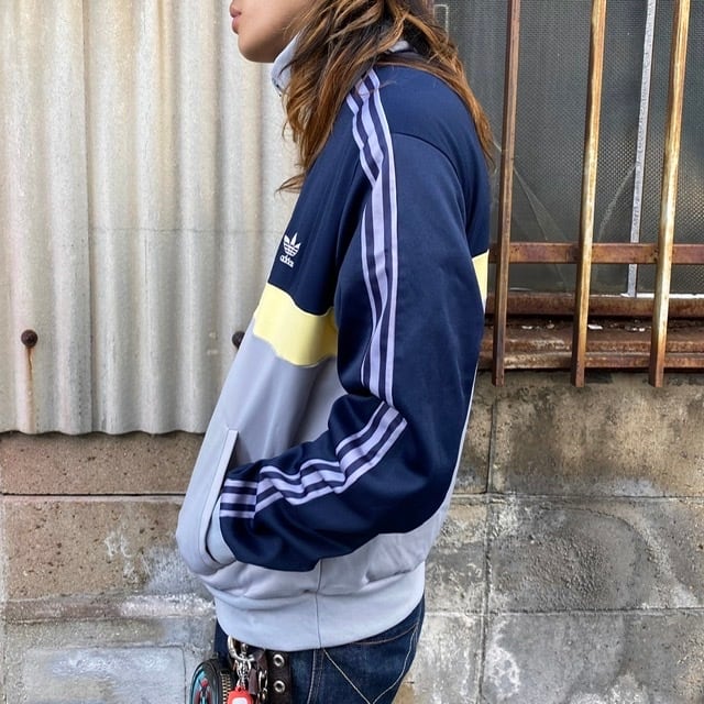 90s adidas ハーフボタンスウェット トレフォイル y2k ストリート