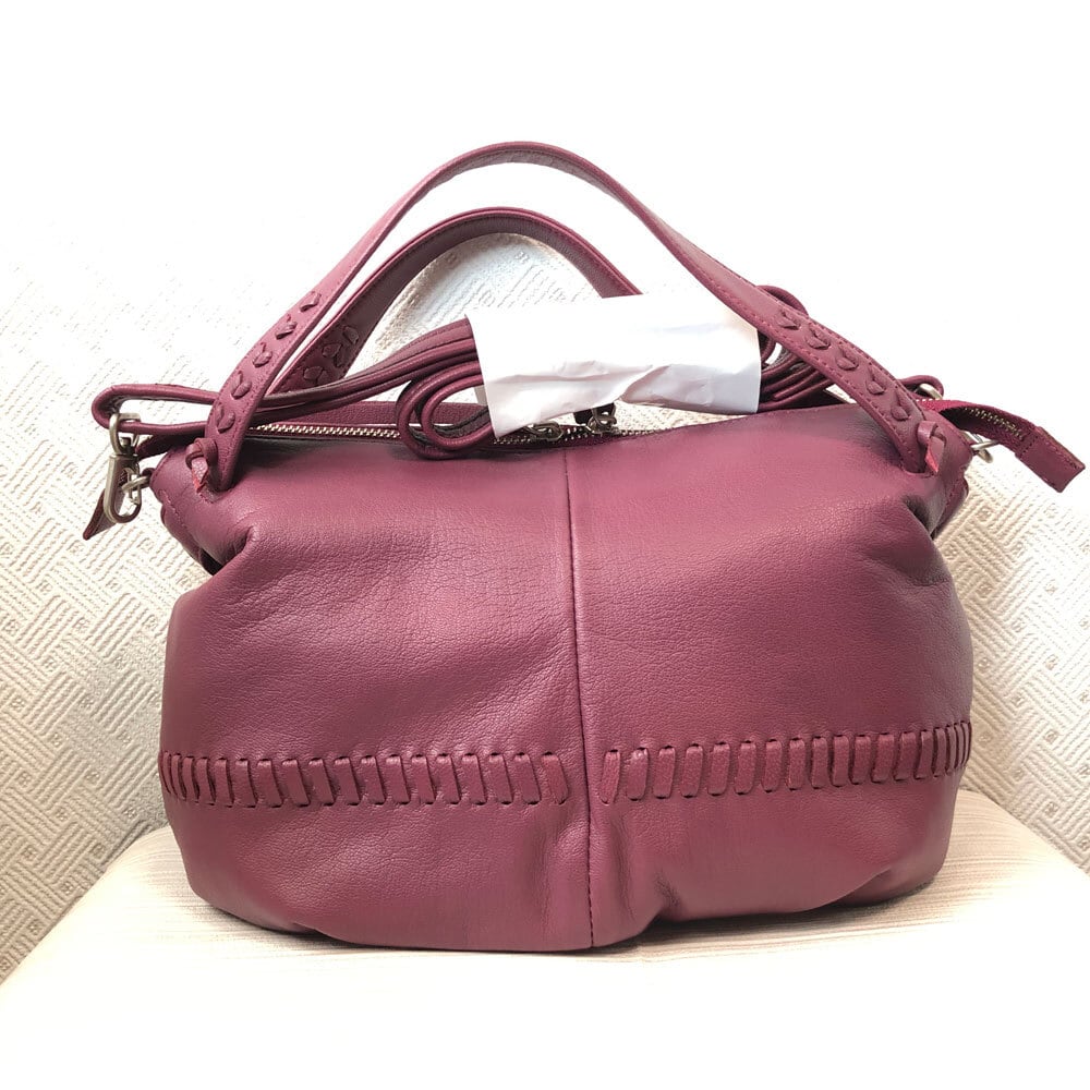 未使用　IBIZA　イビサ　レザー　赤紫　編み込みデザイン　可愛い　2WAYバッグ　ショルダー　ハンドバッグ